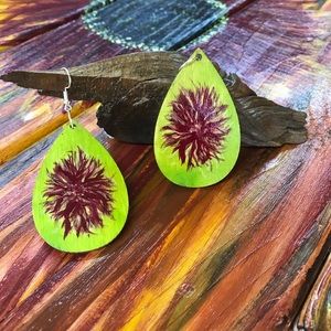 Hand Painted Mums Earrings